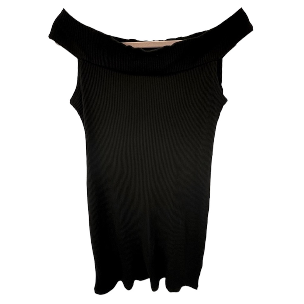 Kendall & Kylie Black Ribbed Off The Shoulder Mini Dress
